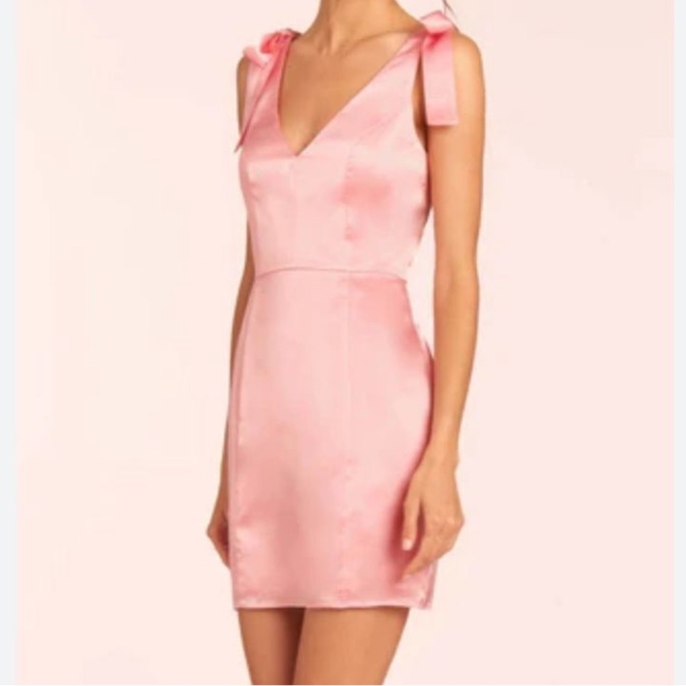 Amanda Uprichard Pink Satin Mini Dress with Tie Straps